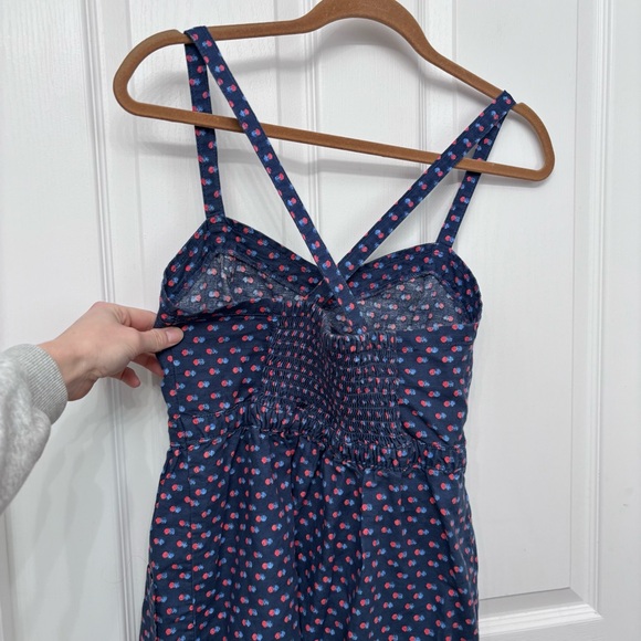 Navy Linen Blend Dot Sundress | Aerie Size M - Picture 11 of 12